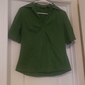 New York & Co Green 3/4 Sleeve Button Down Top EUC